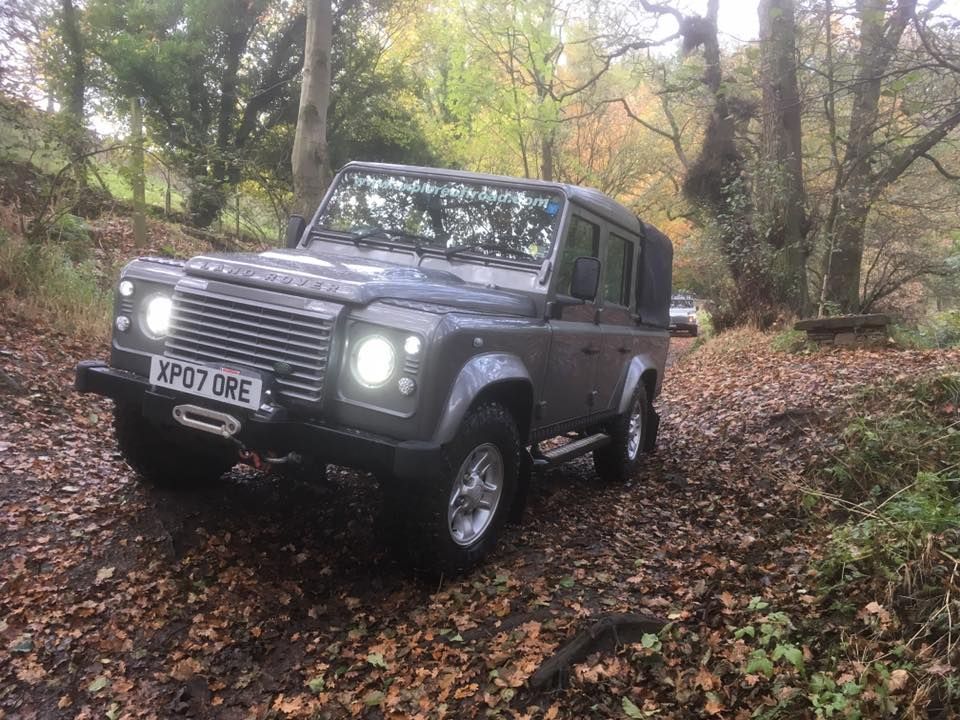 Explore Off-Road Land Rover in off-road terrain